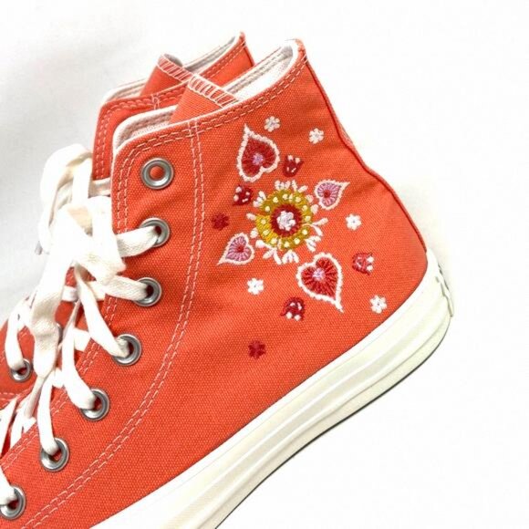 Converse Ctas High Top Shoes For Women Orange A02203F Canvas Casual Sneakers - Picture 3 of 11